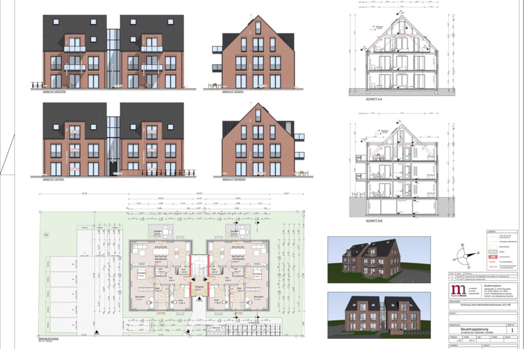 Planung Mehrfamilienwohnhaus Rendering Visualisierung